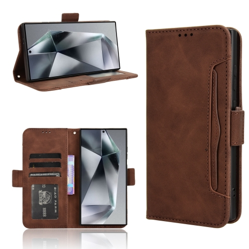 

For Samsung Galaxy S24 Ultra 5G Skin Feel Calf Texture Card Slots Leather Phone Case(Brown)