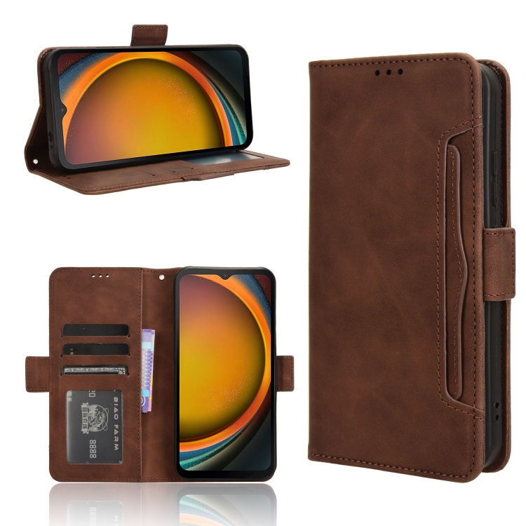 

For Samsung Galaxy Xcover 7 Skin Feel Calf Texture Card Slots Leather Phone Case(Brown)