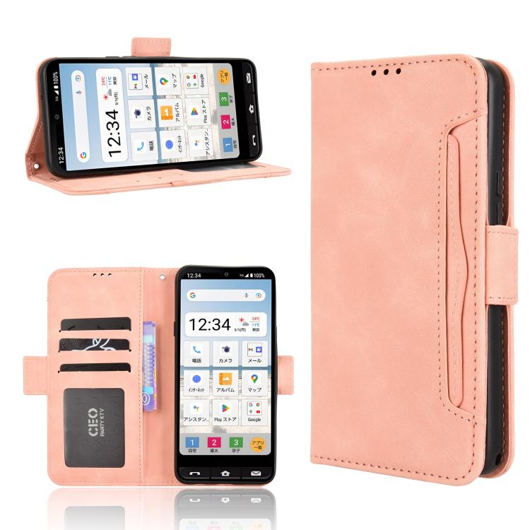 

For Sharp Basio Active3 Skin Feel Calf Texture Card Slots Leather Phone Case(Pink)