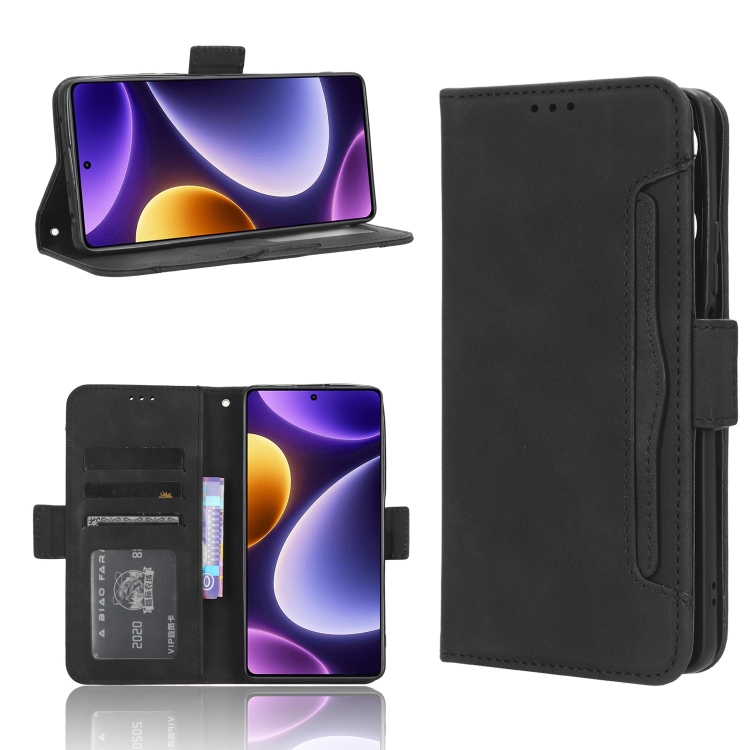

For Xiaomi Poco F5 5G Skin Feel Calf Texture Card Slots Leather Phone Case(Black)