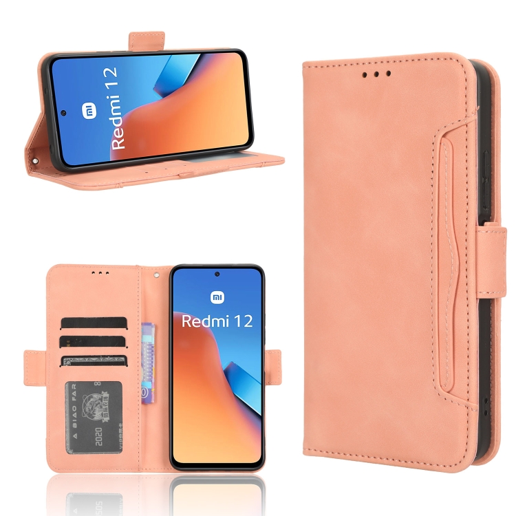 

For Xiaomi Redmi 12 4G Skin Feel Calf Texture Card Slots Leather Phone Case(Pink)