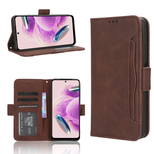 

For Xiaomi Redmi Note 12S 4G Skin Feel Calf Texture Card Slots Leather Phone Case(Brown)