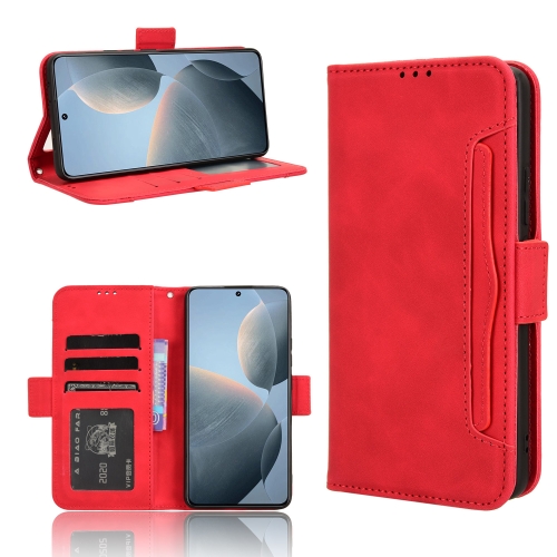 

For Xiaomi Redmi K70E 5G / Poco X6 Pro Skin Feel Calf Texture Card Slots Leather Phone Case(Red)