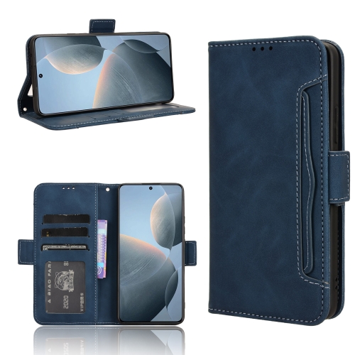 

For Xiaomi Redmi K70E 5G / Poco X6 Pro Skin Feel Calf Texture Card Slots Leather Phone Case(Blue)