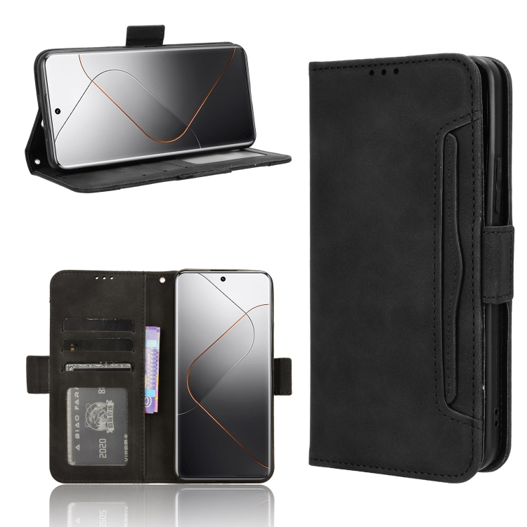 

For Xiaomi 14 Pro Skin Feel Calf Texture Card Slots Leather Phone Case(Black)