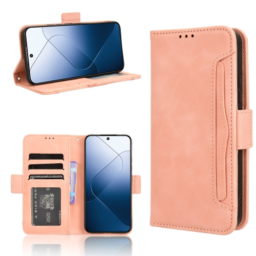 

For Xiaomi 14 Skin Feel Calf Texture Card Slots Leather Phone Case(Pink)