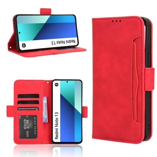 

For Xiaomi Redmi Note 13 4G Skin Feel Calf Texture Card Slots Leather Phone Case(Red)