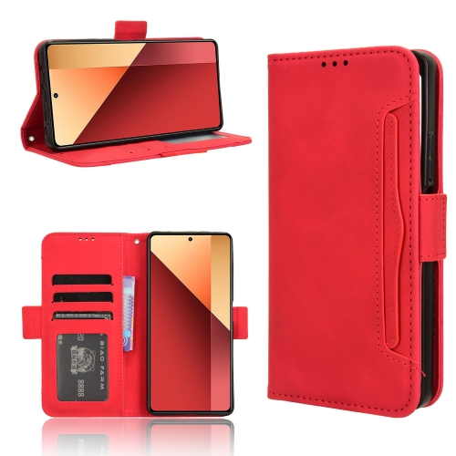 

For Xiaomi Redmi Note 13 Pro 4G Global Skin Feel Calf Texture Card Slots Leather Phone Case(Red)