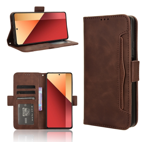 

For Xiaomi Redmi Note 13 Pro 4G Global Skin Feel Calf Texture Card Slots Leather Phone Case(Brown)