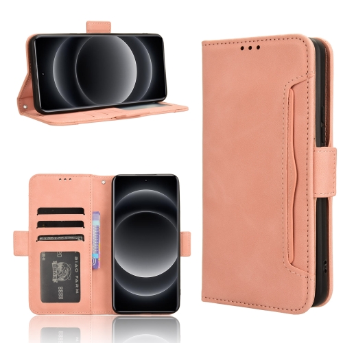 

For Xiaomi 14 Ultra Skin Feel Calf Texture Card Slots Leather Phone Case(Pink)