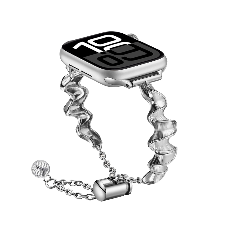 Bracelet de montre en métal à vagues en ruban pour Apple Watch