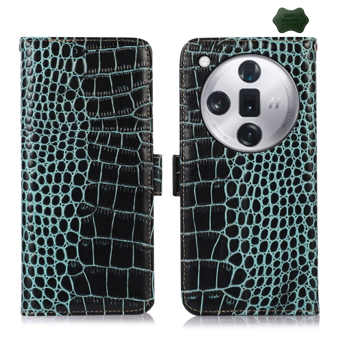 

For OPPO Find X7 Crocodile Top Layer Cowhide Leather Phone Case(Green)