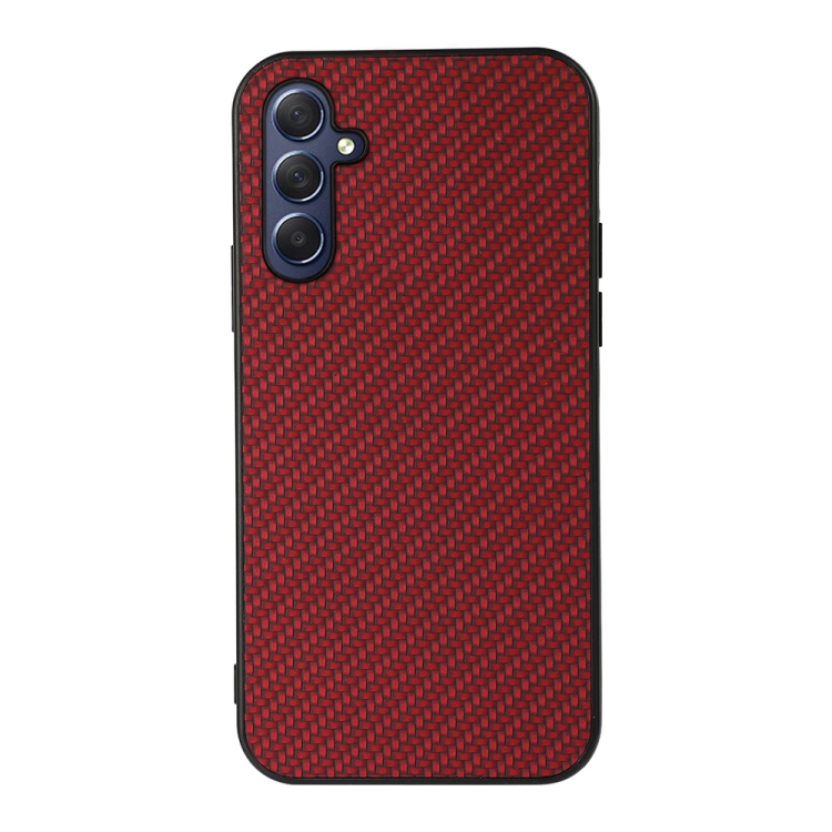 

For Samsung Galaxy M54 5G Carbon Fiber Texture PU Phone Case(Red)