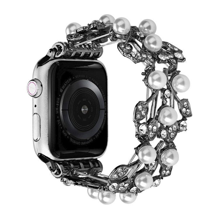 

Four-leaf Bead Metal Watch Band For Apple Watch 4 40mm(Black)