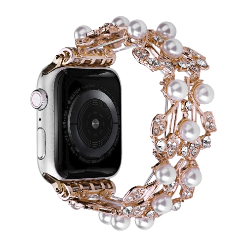 

Four-leaf Bead Metal Watch Band For Apple Watch 38mm(Rose Gold)