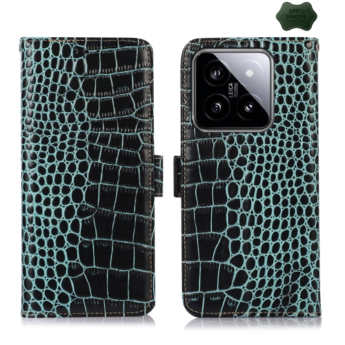 

For Xiaomi 14 Crocodile Top Layer Cowhide Leather Phone Case(Green)