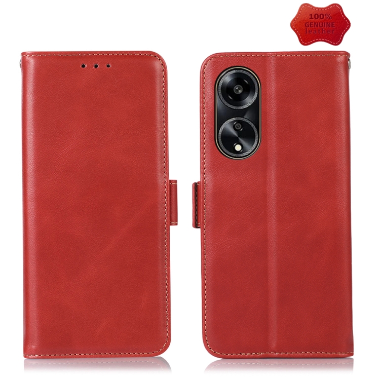 

For OPPO A1 5G Crazy Horse Top Layer Cowhide Leather Phone Case(Red)