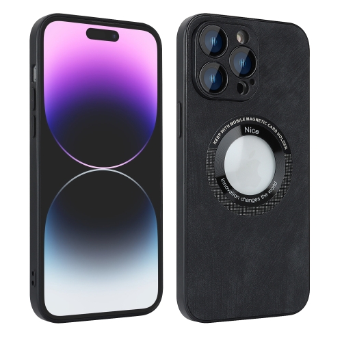 For iPhone 14 Pro Skin Feel Leather MagSafe Magnetic Phone Case(Black) силиконовая накладка uag dot magsafe для iphone 13 pro черная