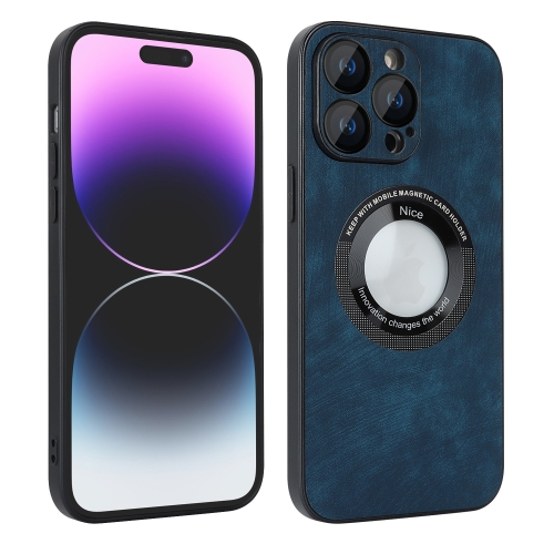 

For iPhone 14 Pro Skin Feel Leather MagSafe Magnetic Phone Case(Blue)