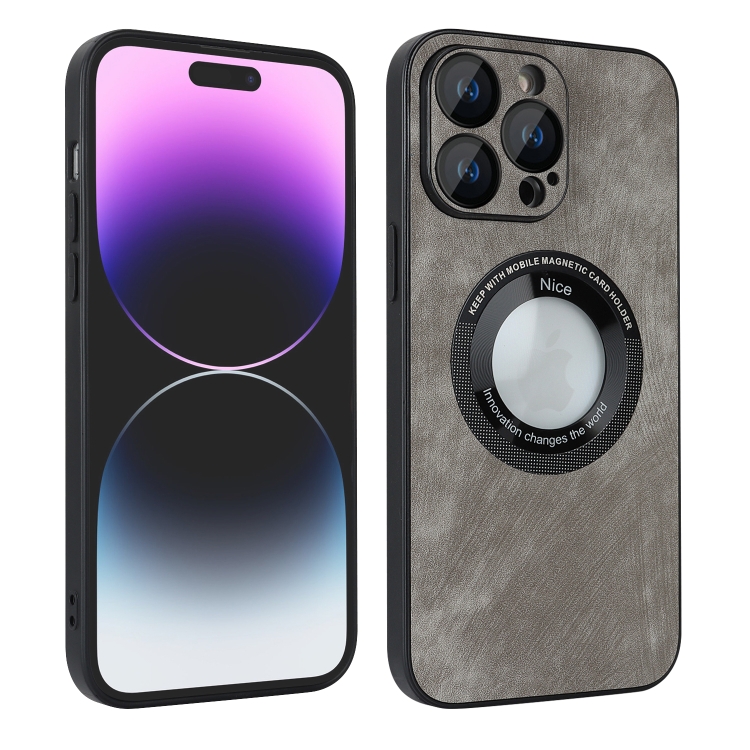 

For iPhone 13 Pro Max Skin Feel Leather MagSafe Magnetic Phone Case(Grey)