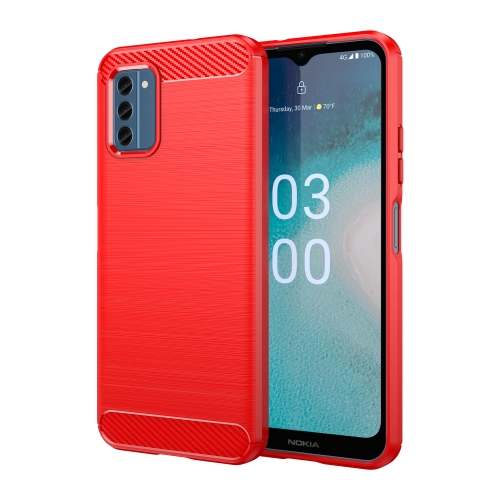 

For Nokia C300 Brushed Texture Carbon Fiber TPU Phone Case(Red)