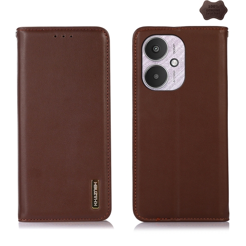 

For Xiaomi Redmi 13C 4G/5G/Poco C65/Poco M6 KHAZNEH Nappa Top Layer Cowhide Leather Phone Case(Brown)