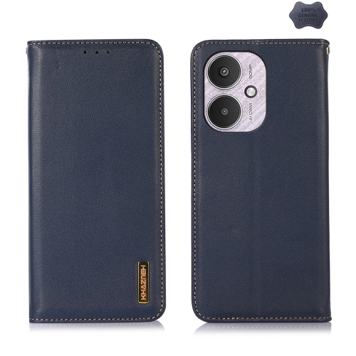 

For Xiaomi Redmi 13C 4G/5G/Poco C65/Poco M6 KHAZNEH Nappa Top Layer Cowhide Leather Phone Case(Blue)