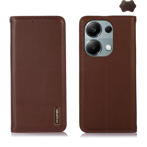 

For Xiaomi Redmi Note 13 Pro 4G/Poco M6 Pro KHAZNEH Nappa Top Layer Cowhide Leather Phone Case(Brown)