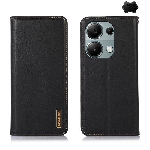 

For Xiaomi Redmi Note 13 Pro 4G/Poco M6 Pro KHAZNEH Nappa Top Layer Cowhide Leather Phone Case(Black)