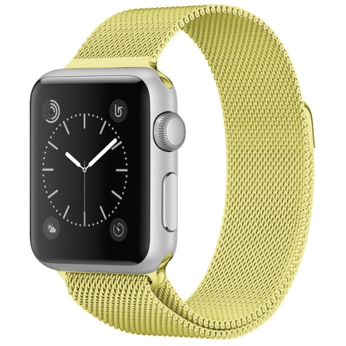 

For Apple Watch Ultra 49mm&Watch Ultra 2 49mm / Series 9&8&7 45mm / 6 & SE & 5 & 4 44mm / 3 & 2 & 1 42mm Milanese Loop Magnetic Stainless Steel Watch Band(Yellow)
