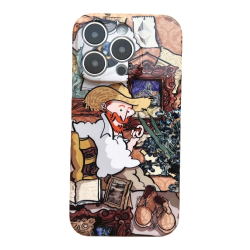 

For iPhone 14 Pro Precise Hole Oil Painting Pattern PC Phone Case(Tobacco Pipe)