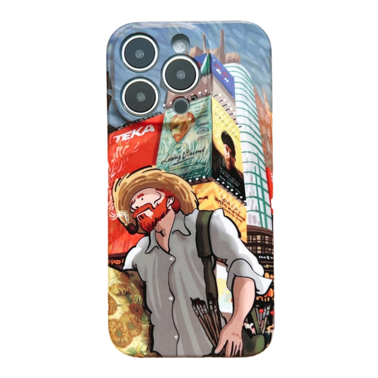 

For iPhone 13 Precise Hole Oil Painting Pattern PC Phone Case(Edifice)
