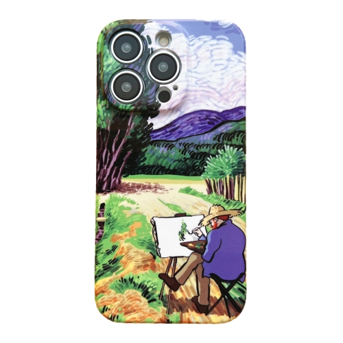 

For iPhone 13 Pro Precise Hole Oil Painting Pattern PC Phone Case(Painting)