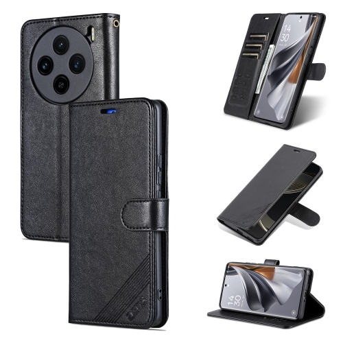

For vivo X100 5G AZNS Sheepskin Texture Flip Leather Phone Case(Black)