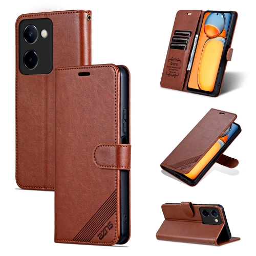 

For vivo Y100i 5G AZNS Sheepskin Texture Flip Leather Phone Case(Brown)