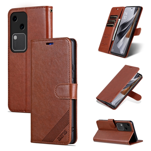 

For vivo S18 AZNS Sheepskin Texture Flip Leather Phone Case(Brown)