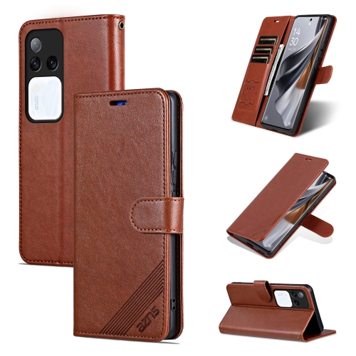

For vivo S18 Pro AZNS Sheepskin Texture Flip Leather Phone Case(Brown)