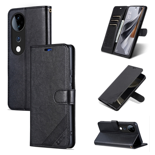 

For vivo S19 AZNS Sheepskin Texture Flip Leather Phone Case(Black)