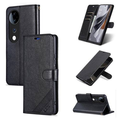 

For vivo S19 Pro AZNS Sheepskin Texture Flip Leather Phone Case(Black)