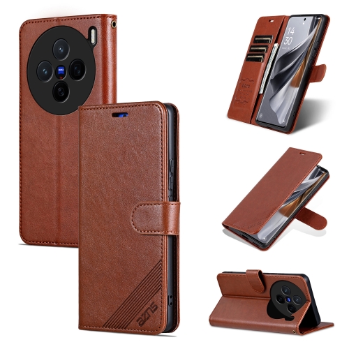 

For vivo X200 AZNS Sheepskin Texture Flip Leather Phone Case(Brown)