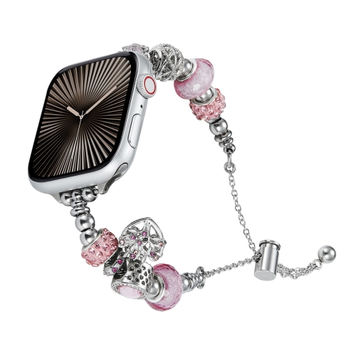 

Bead Bracelet Metal Watch Band For Apple Watch Series 10 46mm(Pink Heart)