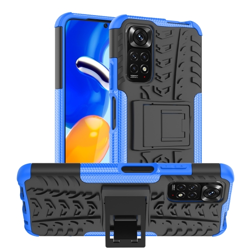 

For Xiaomi Redmi Note 12S / 11S / 11 Tire Texture TPU + PC Phone Case with Holder(Blue)