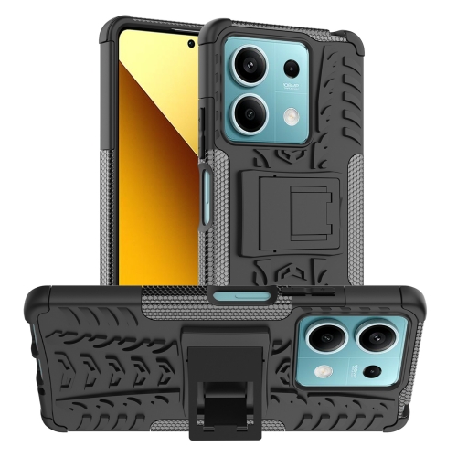 

For Xiaomi Redmi Note 13 5G Global Tire Texture TPU + PC Phone Case with Holder(Black)