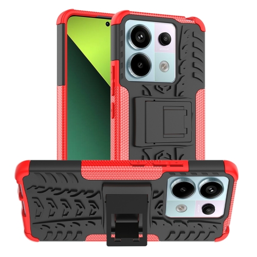 

For Xiaomi Redmi Note 13 Pro 5G Global Tire Texture TPU + PC Phone Case with Holder(Red)