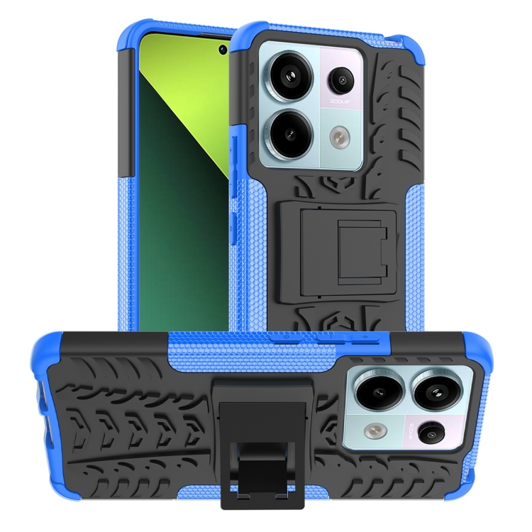 

For Xiaomi Redmi Note 13 Pro 5G Global Tire Texture TPU + PC Phone Case with Holder(Blue)