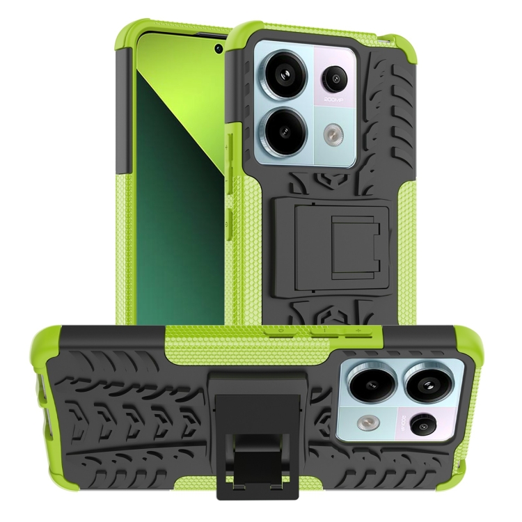 

For Xiaomi Redmi Note 13 Pro 5G Global Tire Texture TPU + PC Phone Case with Holder(Green)