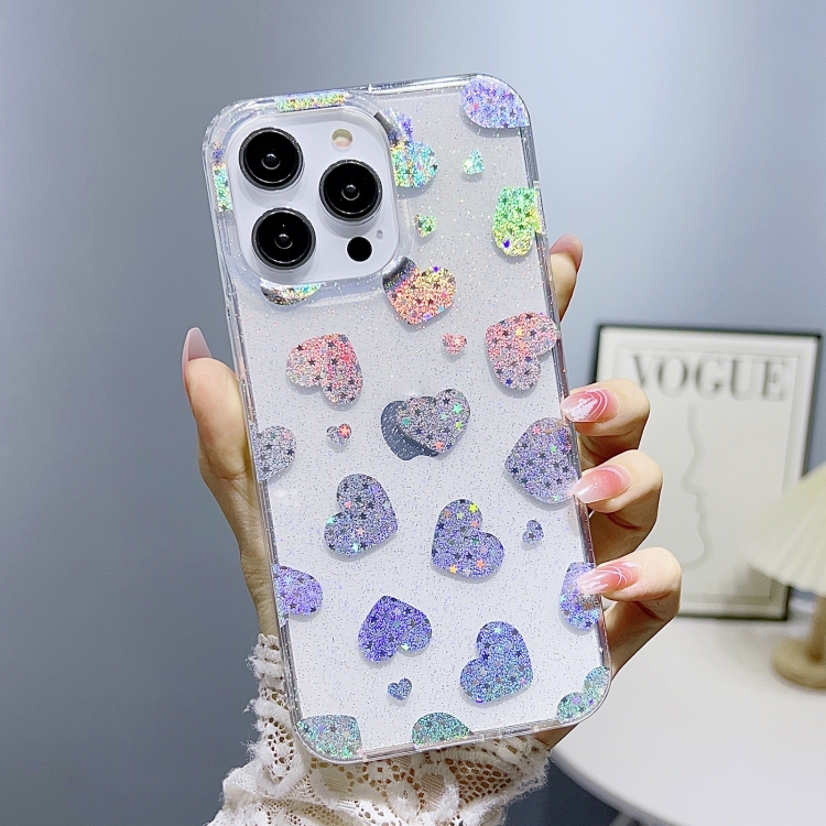 

For iPhone 12 Little Star Series Glitter Powder TPU Phone Case(Love Heart)
