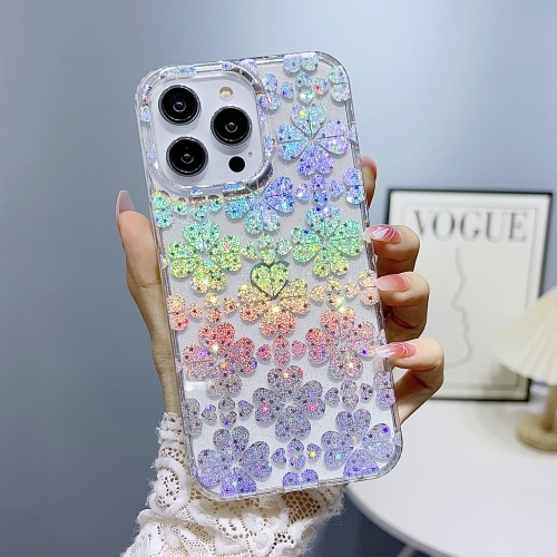 

For iPhone 12 Pro Little Star Series Glitter Powder TPU Phone Case(Clover)