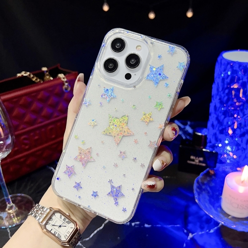 

For iPhone 12 Pro Little Star Series Glitter Powder TPU Phone Case(Pentangle)