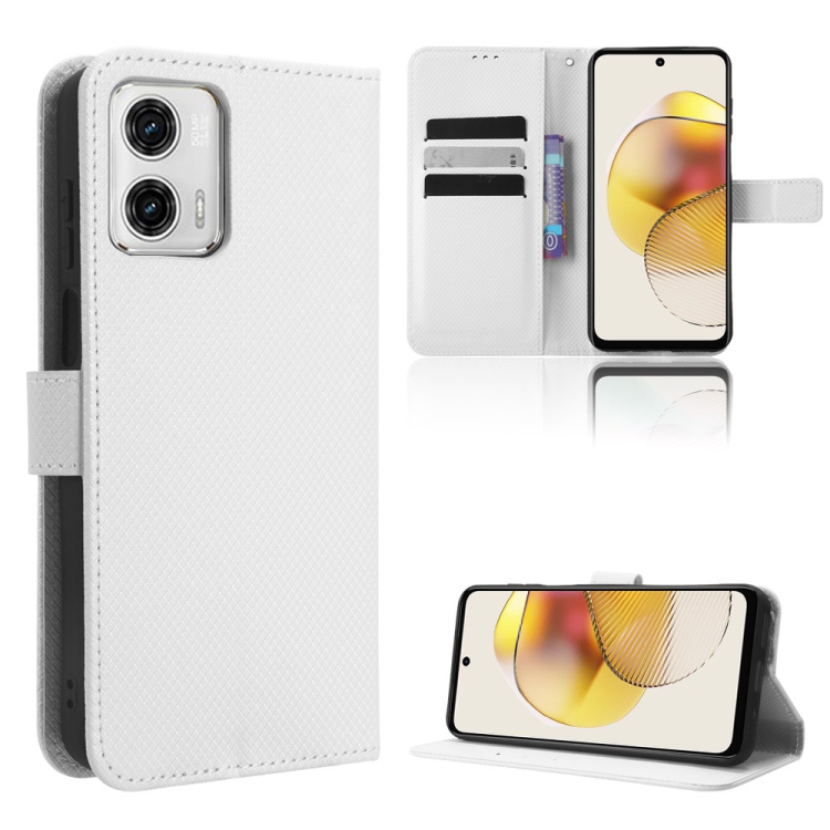 

For Motorola Moto G 5G 2023 Diamond Texture Leather Phone Case(White)